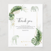バジェットサファリ動物ベビーシャワーサンキューカード (正面)