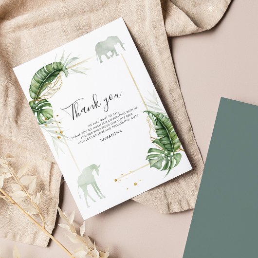 バジェットサファリ動物ベビーシャワーサンキューカード
