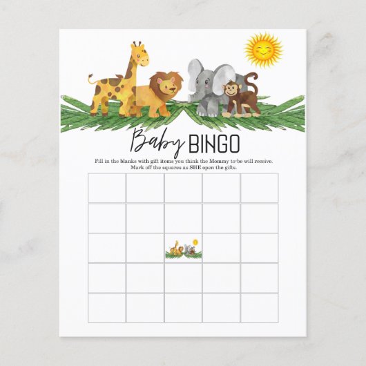 バジェットサファリ動物ベビービンゴベビーシャワーゲーム (正面)
