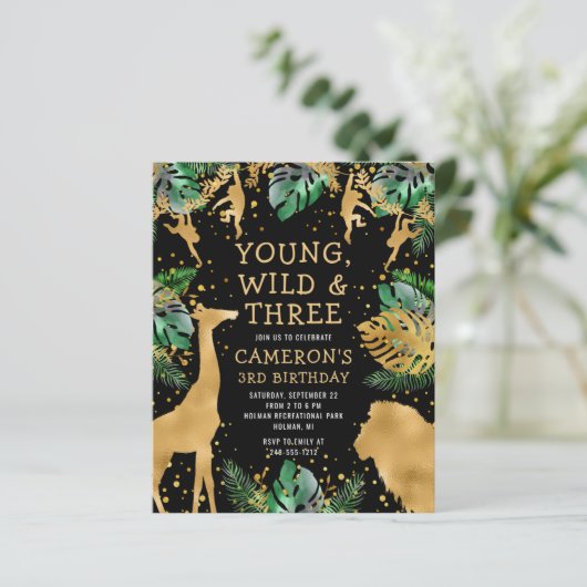 バジェットサファリ3rdバースデーグリーン金ゴールドブラック招待状 (スタンド正面)