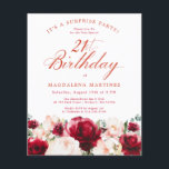 バジェットサプライズパーティー21th誕生日ピンクレッドローズ<br><div class="desc">赤いバラと赤面のピンクの牡丹は、この美しい誕生日離れの招待には暗い緑のに囲まれてユニークいる。</div>