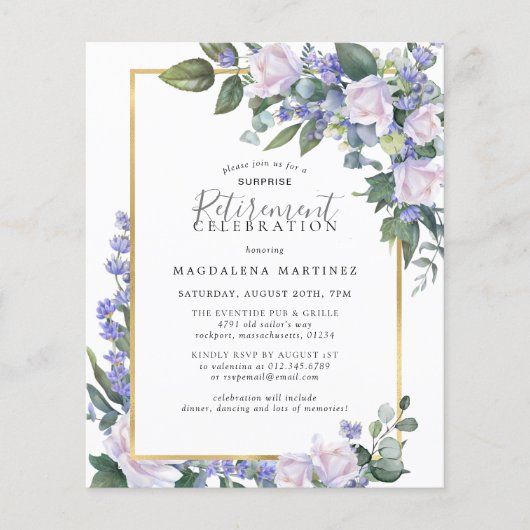 バジェットサプライズブルーホワイトリタイアメント招待状 (正面)