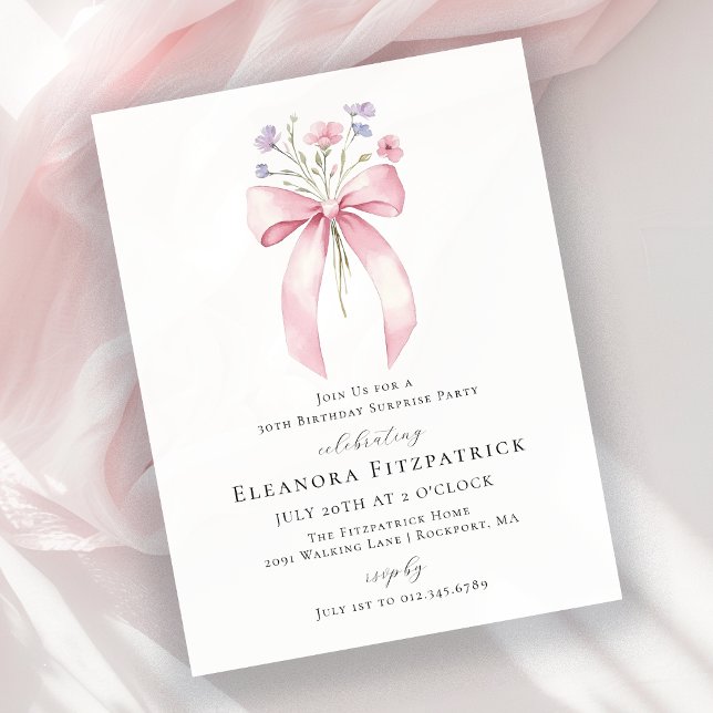 バジェットサプライズ30thバースデーピンクボウ招待状 (クリエイターアップロード済み)