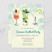 バジェットサマーカクテルパーティの招待状 (正面/裏面)