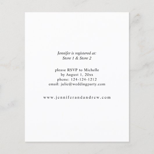 バジェットサマーサンフラワーフローラブライダルシャワー チラシ (裏面)