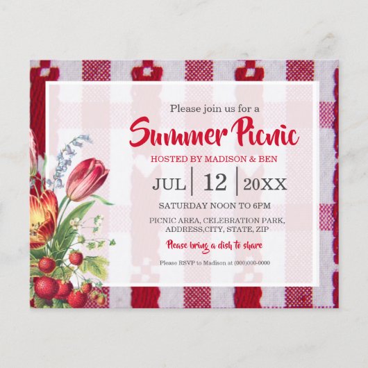 バジェットサマーピクニックパーティの招待状 (正面)