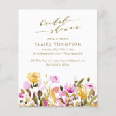 バジェットサマーピンクフラワーズブライダルシャワー招待状 (正面)