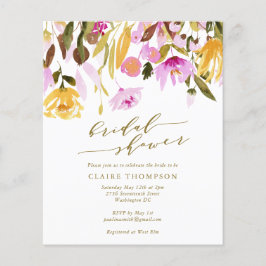 バジェットサマーピンクフローラ水彩ブライダルシャワー