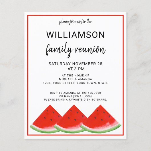 バジェットサマーファミリー懇親会スイカ招待状 (正面)