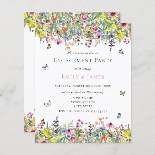 バジェットサマーフローラ婚約パーティ招待状 (正面/裏面)