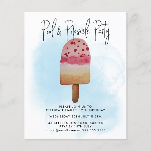 バジェットサマープールポプシクルパーティー任意の年齢誕生日 (正面)