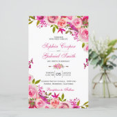 バジェットサマーホットピンクフローラ結婚式招待状 (スタンド正面)