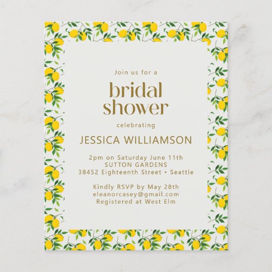 バジェットサマーレモンフルーツパターンブライダルシャワー (正面)