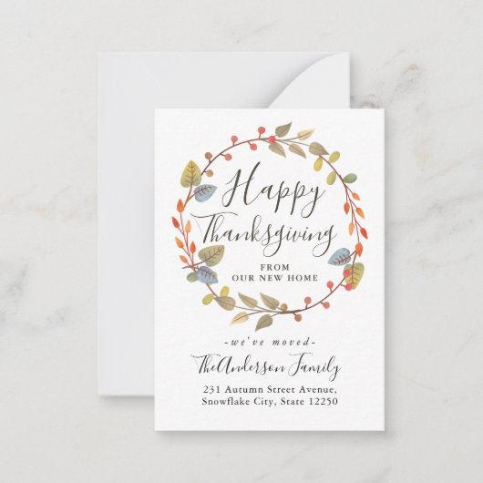 バジェットサンクスギビング新しいホームリースムービングカード ノートカード (正面)
