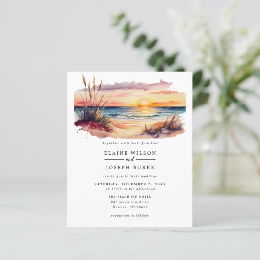 バジェットサンセットビーチシー結婚式招待状 (スタンド正面)