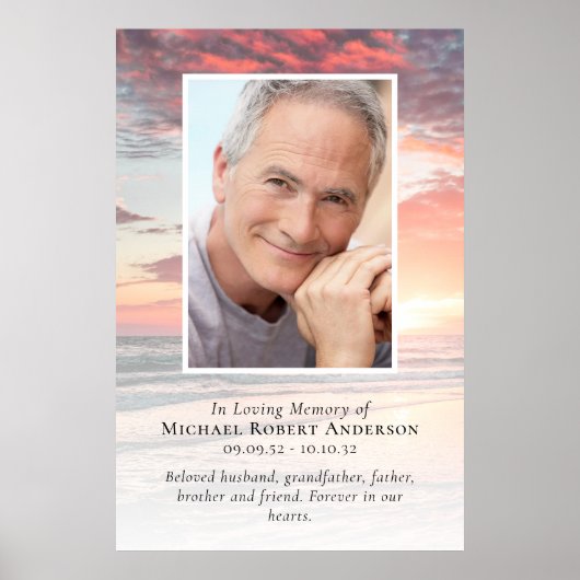 バジェットサンセットフォト2ftx3ft葬儀ウェルカムサイン ポスター (正面)