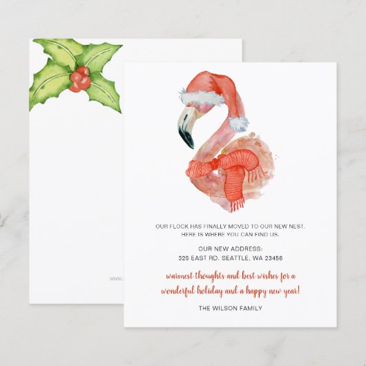 バジェットサンタフラミンゴ引っ越しましたホリデーカード (正面/裏面)