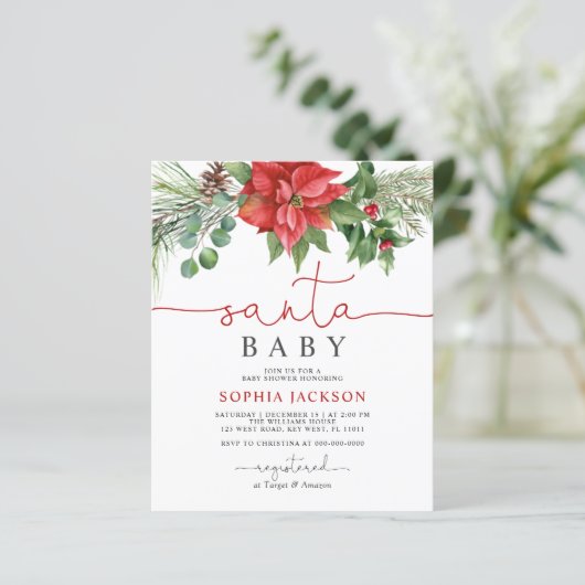 バジェットサンタベビークリスマスベビーシャワー招待状 (スタンド正面)