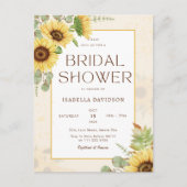 バジェットサンフラワーイエローフローラブライダルシャワー インビテーションポストカード (正面)