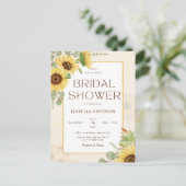 バジェットサンフラワーイエローフローラブライダルシャワー インビテーションポストカード (スタンド正面)