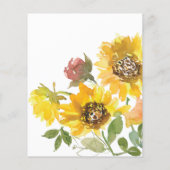 バジェットサンフラワーウォーターカラーブライダルシャワー招待状 (裏面)