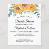 バジェットサンフラワーグリーンリーブライダルシャワー招待 (正面)