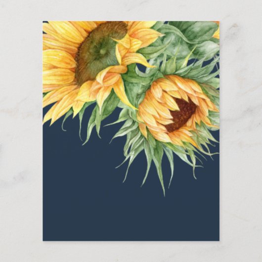 バジェットサンフラワースクリプト結婚式招待状 (裏面)