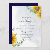 バジェットサンフラワーズウ素朴ッドランド庭園の結婚式 招待状 (正面/裏面)