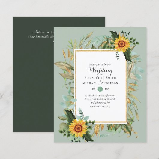 バジェットサンフラワーズユーカリ結婚グリーン (正面/裏面)