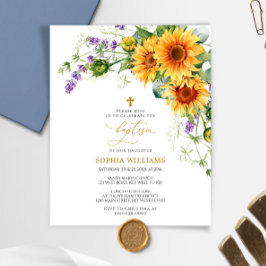 バジェットサンフラワーズ&ラバンダーバプテスマ招待状