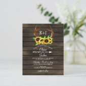 バジェットサンフラワーズ〔雄ジカの〕枝角シック結婚式招待状 (スタンド正面)