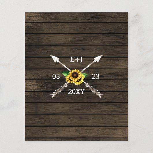 バジェットサンフラワーズ〔雄ジカの〕枝角シック結婚式招待状 (裏面)