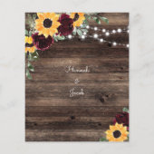 バジェットサンフラワーバラウッド結婚式招待状 (裏面)