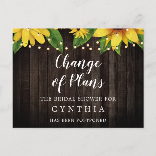 バジェットサンフラワーバーンウッドストリングライト延期 ポストカード (正面)