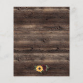 バジェットサンフラワーフローラウッドベビーシャワー招待状 (裏面)