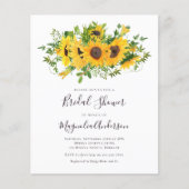 バジェットサンフラワーフローラブライダルシャワー招待 (正面)