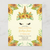 バジェットサンフラワーフローラユニコーンイエロー招待状 (正面)