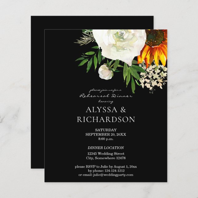 バジェットサンフラワーフローラリハーサルディナー – B (正面/裏面)