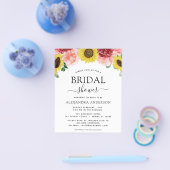 バジェットサンフラワーブライダルシャワーフローラ招待状 チラシ (シングル)