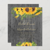 バジェットサンフラワーブライダルシャワーブランチ招待状 (正面/裏面)