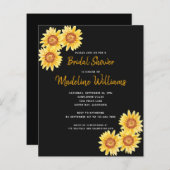 バジェットサンフラワーブライダルシャワー招待ブラック (正面/裏面)