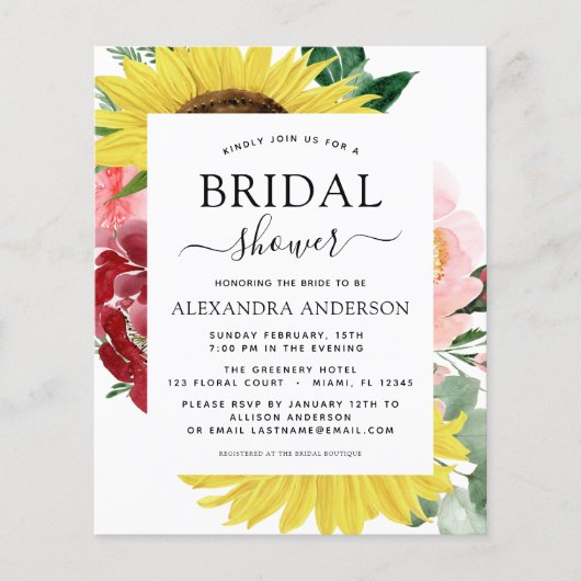 バジェットサンフラワーブライダルシャワー春フローラ チラシ (正面)