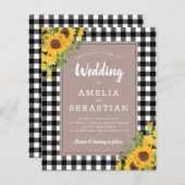 バジェットサンフラワープレイド結婚式招待状 (正面/裏面)