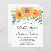 バジェットサンフラワーユーカリブライダルシャワー招待状 (正面/裏面)