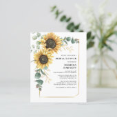 バジェットサンフラワーユーカリブライダルシャワー招待状 (スタンド正面)