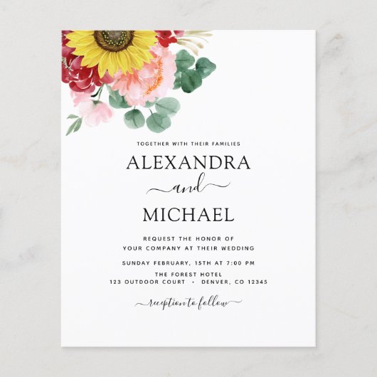 バジェットサンフラワーユーカリプトゥスカントリーウェディング チラシ (正面)