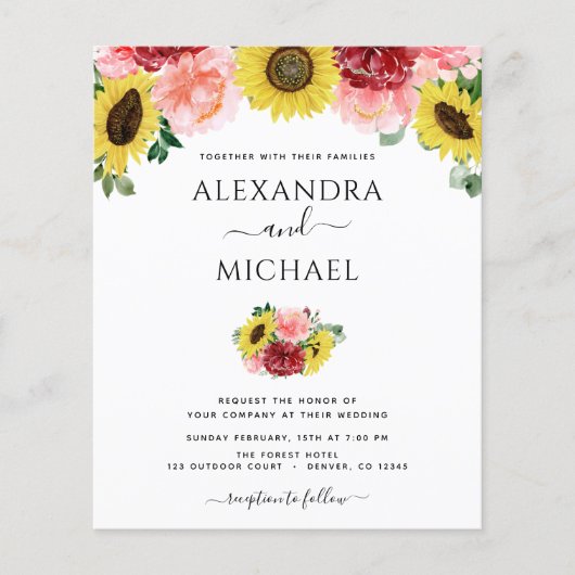 バジェットサンフラワーユーカリプトゥスフォトカントリー結婚式 (正面)