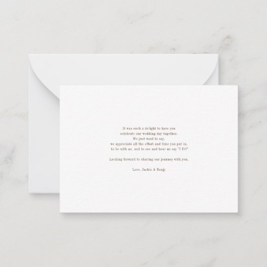 バジェットサンフラワーユーカリ結婚の感謝の気持ち ノートカード (裏面)