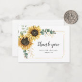 バジェットサンフラワーユーカリ結婚の感謝の気持ち ノートカード (正面/裏面インサイチュ)