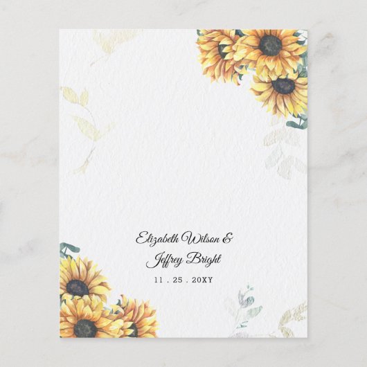 バジェットサンフラワーユーカリ結婚式招待状 (裏面)